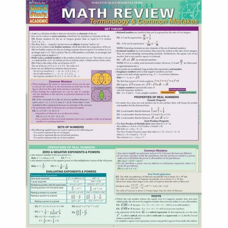 BARCHARTS Math Review - Terminology & Common Mistakes Quickstudy Easel BA35938